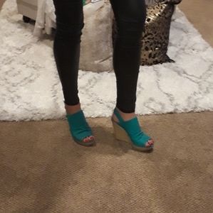 Blue Espadrille Wedge Heels